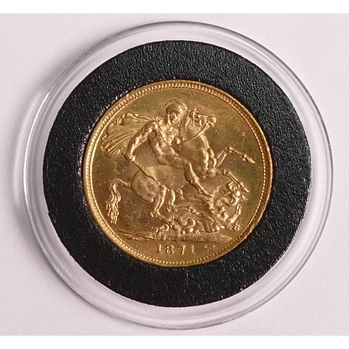 4 - Queen Victoria young head FULL sovereign gold coin, 1871 in very high grade. Original purchase price... 