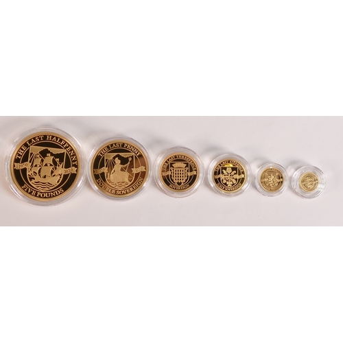 44 - 2020 pre decimal 50th anniversary definitive proof six coin 22ct gold set to £5.  Total weight of 6 ... 