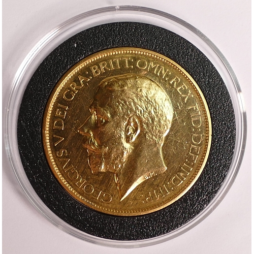 47 - George V proof gold £5 five pounds coin 1911, purchase cost £30,800, invoice included.