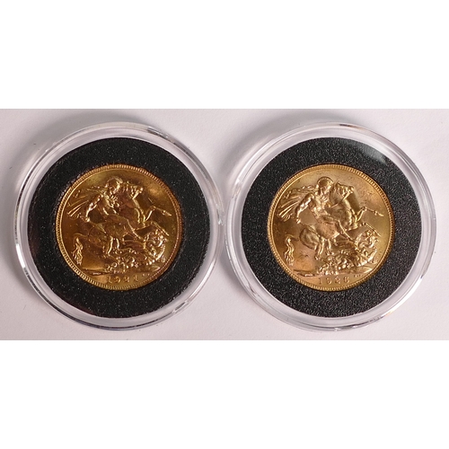 51 - 2 x FULL Sovereigns - QEII & Philip birth year sovereigns 1926 & 1921.  Purchase cost £2000.  Box, c... 