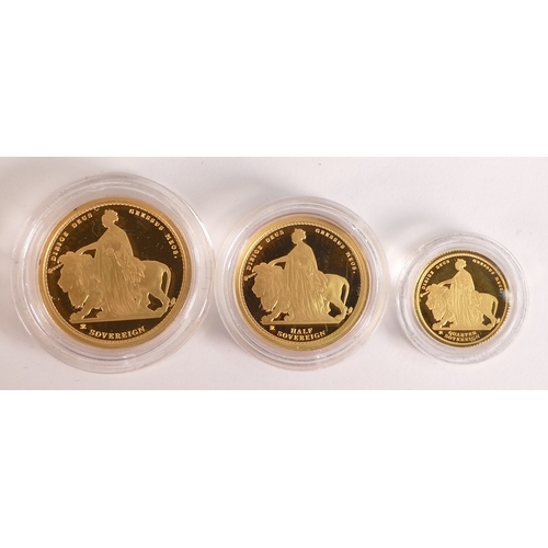 64 - 2019 Queen Victoria 200th Anniversary fine gold  sovereign 3 coins proof set with book, book, COA to... 