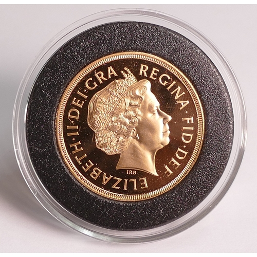 73 - QEII double sovereign proof 22ct gold coin 2002, weight 15.96g.  Cost when purchased £1900. Boxed, r... 