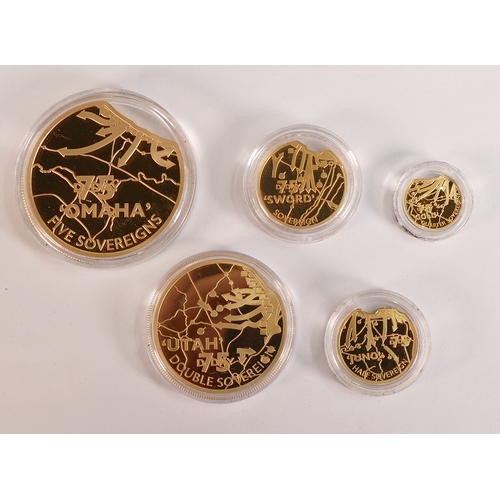 74 - 2019 Heroes of D Day 75th anniversary 22ct gold set - £5, £2, sovereign, half & quarter sovereign co... 