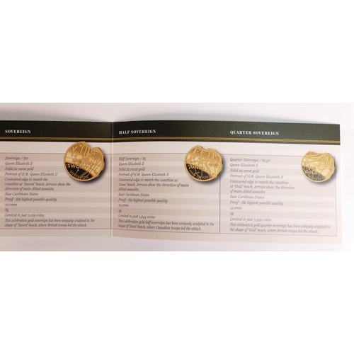 74 - 2019 Heroes of D Day 75th anniversary 22ct gold set - £5, £2, sovereign, half & quarter sovereign co... 