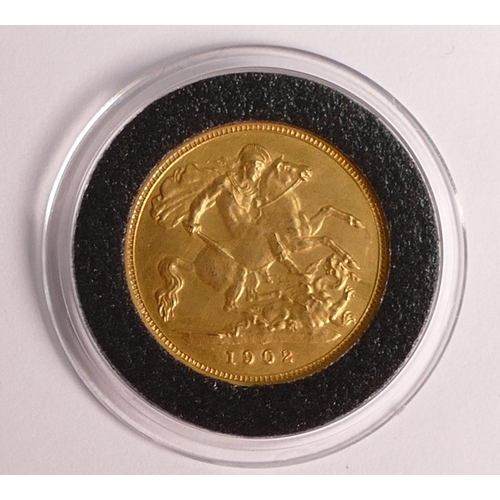 77 - Edward VII 1902 matt proof gold half sovereign coin.  Purchase cost £1500.