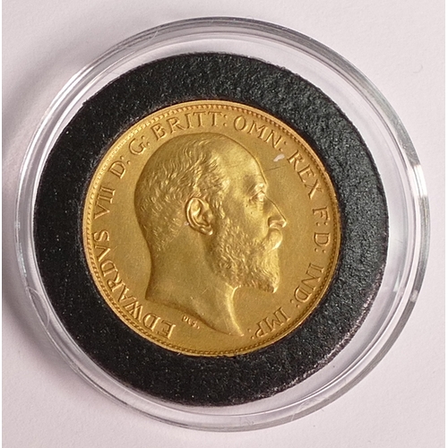 77 - Edward VII 1902 matt proof gold half sovereign coin.  Purchase cost £1500.