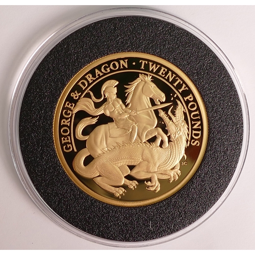 81 - 2021 George & dragon 200th Anniversary 22ct 2.5 oz £20 sovereign, weight 77,76g.  Purchase cost £10,... 