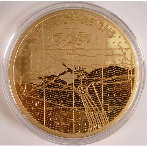 24 - The 2019 Heroes of D-Day 75th Anniversary Gold 5oz £50 Sovereign - This is 155.5 grams of 22 carat g... 