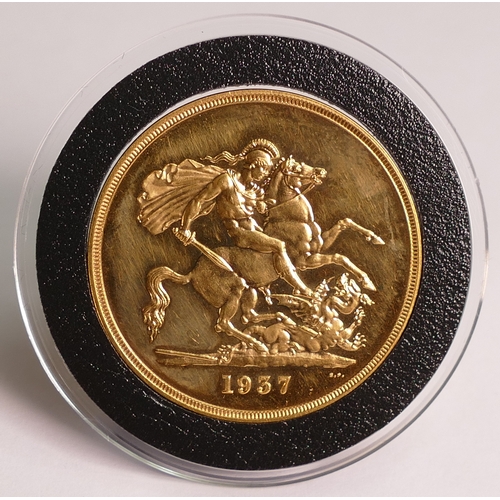 14 - 1937 George VI £5 five pounds / 5 sovereign proof coin, an outstanding example.  Purchase cost £14,6... 