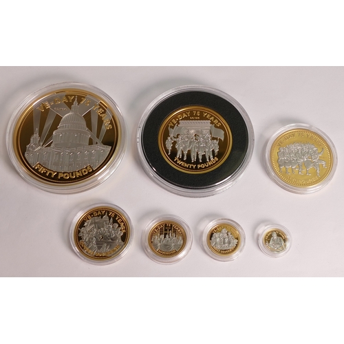 23 - 2020 VE Day 75th anniversary proof gold definitive 22ct gold coin sovereign set of 7 coins -  £50, £... 