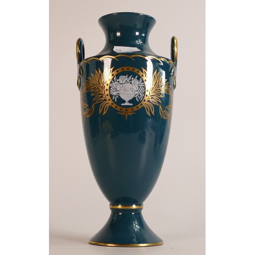 20 - Minton Pate-sur-Pate two handled vase, gilded & decorated 