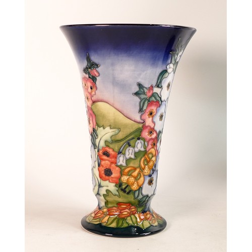 23 - Moorcroft limited edition England vase of trumpet form. Designed by Sally Tuffin. Numbered 145/250. ... 