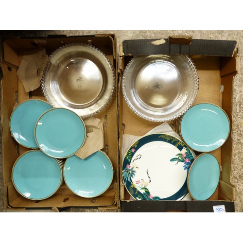 80 - A mixed collection of ceramic and glassware items to include 22 Turquoise 'seasons' by Porcelite sal... 