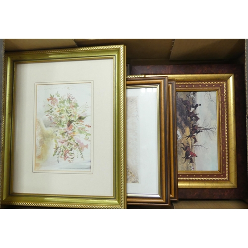 5 - A Collection of Framed Prints to include Floral, Landscape and Hunting Themes (1 Tray)