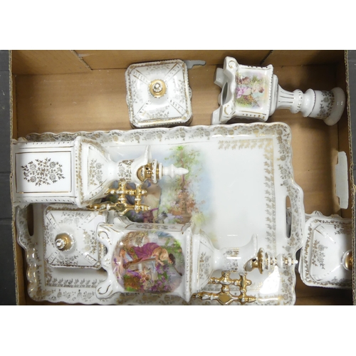 193 - A Continental Gilt and White Vanity Dressing Set