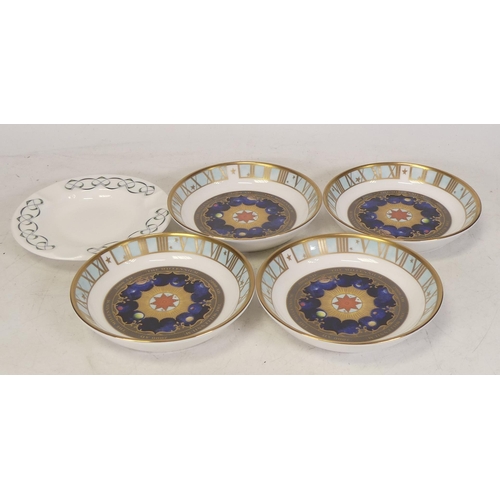 263 - Four Royal Worcester millennium pin dishes together with Staffordshire Knot ashtray (5)