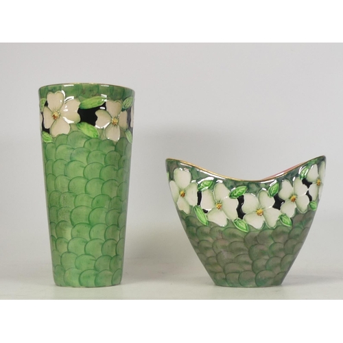 229 - Maling green and floral bowl and vase (2)