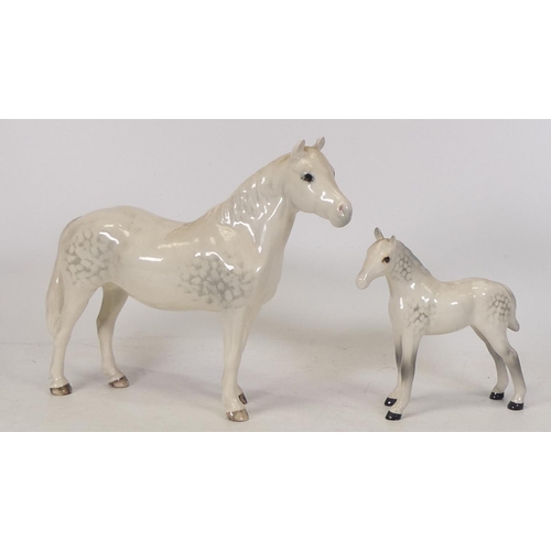 246 - Beswick Grey Connemara pony 1641 together with large thoroughbred foal 1813 (2)