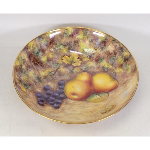 289 - Edwardian china bowl painted with fruits, signed by artist C Delaney