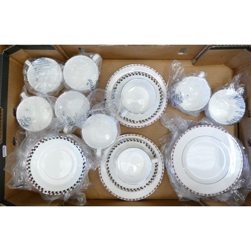 308 - A large collection of Wedgwood Manhattan tea and dinner ware to include 24 x dinner plates, 8 pasta ... 