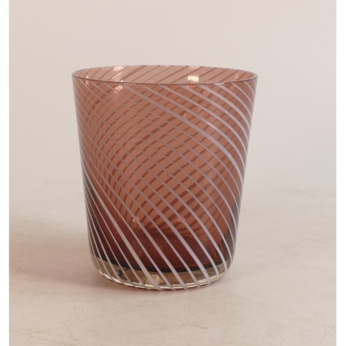 41B - A Nailsea Amethyst and White glass tumbler. Height: 10cm Diameter: 9cm