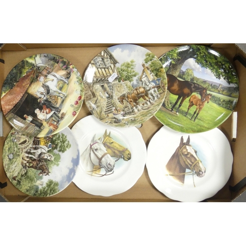 258 - A collection of Horse decorative wall plates to include Wedgwood, Royal Doulton, Spode, etc (1 tray)