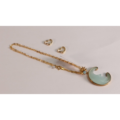 800 - 9ct gold Gemporia Jewellery including two pendants and necklace, 1.3g and 9ct gold Jadeite moon pend... 