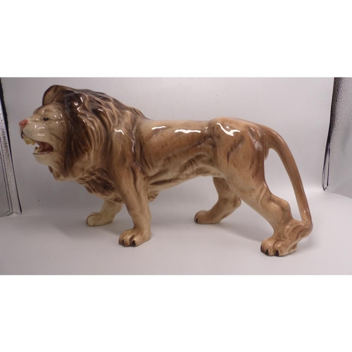 419 - Large Melba Ware Lion. Length: approx. 38cm