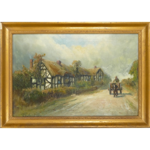 217 - Henry Hadfield Cubley (British 1858-1934) oil on canvas A Cheshire Village, Old repair noted to canv... 