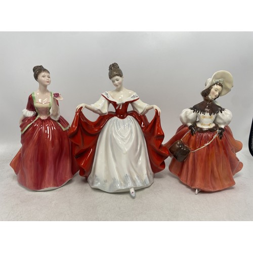 412 - Three Royal Doulton lady figures to include Flower of Love HN3970, Sara HN2265 and Skater HN2117 (3)