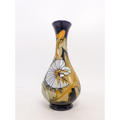 404 - Moorcroft Snail and Flower Design Bottle Vase. Height: 16cm