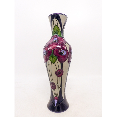 406 - Moorcroft Rennie Rose Design Baluster Vase. Height: 20cm