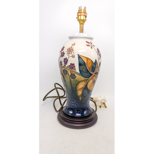 415 - Moorcroft Brambley Design Lamp. Height: 37.5cm