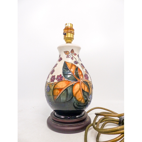 416 - Moorcroft Brambley Design Lamp. Height: 28cm