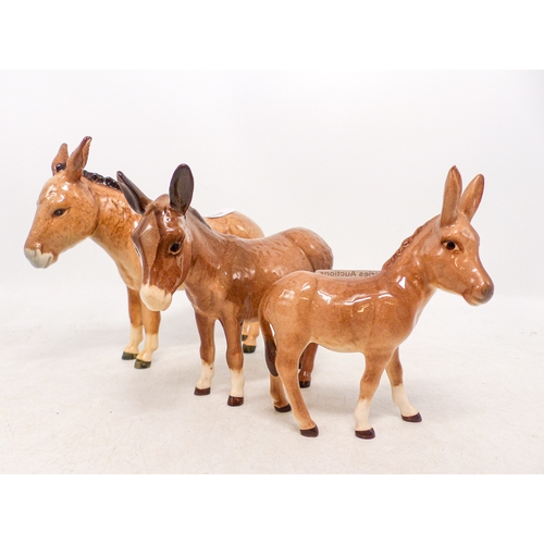 499 - Beswick Donkey Family including Donkey, Jenny and Foal (3)