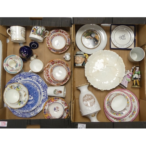 179 - A Mixed Collection of Ceramics to include early 19th century teacups, Moore Bros comport a/f, Spode ... 