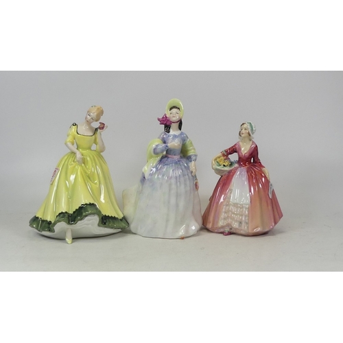 200 - Three Royal Doulton Lady Figures Janet HN1537, Clare HN2793 (chip to hand) and Paula HN2906 (3)