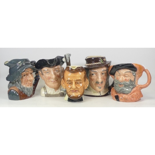 210 - 5 Character jugs to include Royal Doulton Izaac Walton D6404, Falstaff D6287,  Gunsmith D6573, Rip V... 