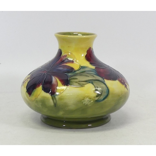 246 - Moorcroft Hibiscus on Green Ground Squat. Height: 10cm