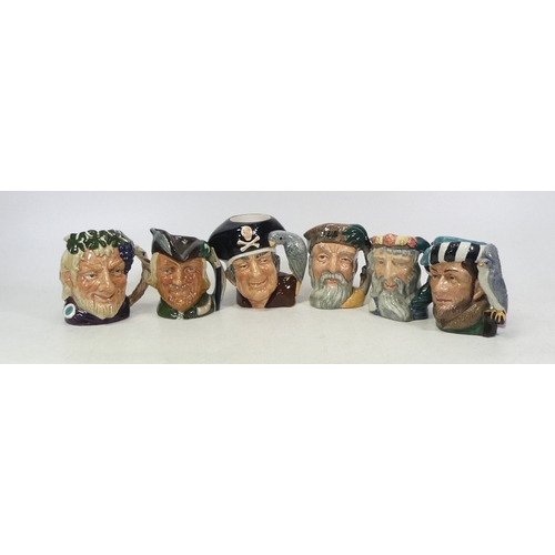 393 - Six Royal Doulton Character Jugs to include small Robinson Crusoe D6539, Long John Silver, The Falco... 