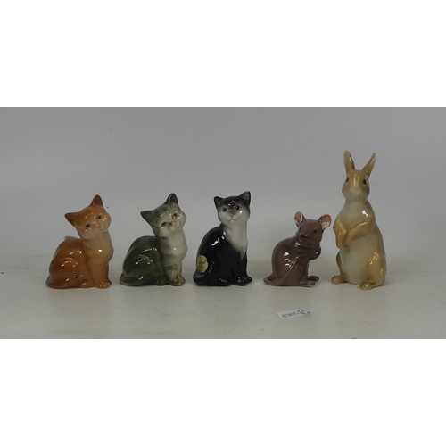 487 - Beswick selection including A Ginger Cat No.1436, A Striped Grey Cat no.1436, A Black Cat, A Standin... 