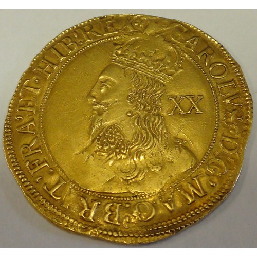 34 - King Charles I (1625 - 1649) Gold unite hammered coin with harp mintmark, purchase cost £8500, weigh... 