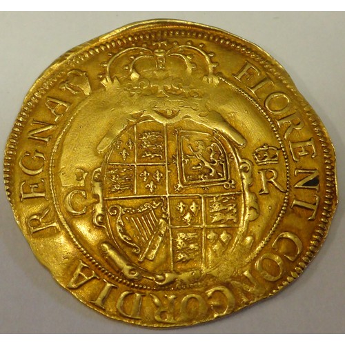 34 - King Charles I (1625 - 1649) Gold unite hammered coin with harp mintmark, purchase cost £8500, weigh... 