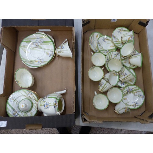 25 - Royal Doulton Apple Blossom part tea set to include 4 trio's , milk jug, sugar bowl etc (2 trays)