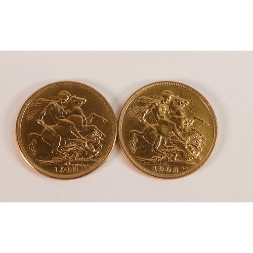 832 - Edward VII full sovereigns, dated 1903 and 1906. (2)