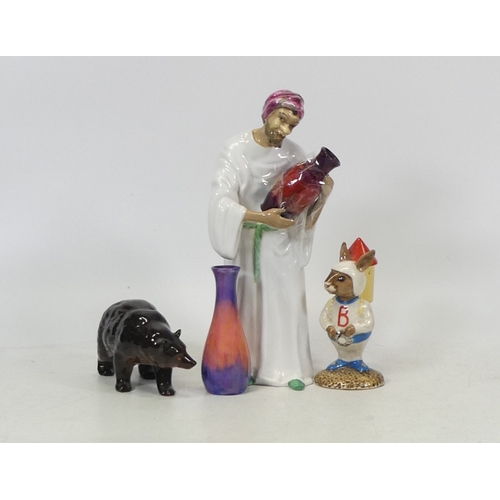 296 - Three figures, Astro Bunnykins D820, Beswick Bear 1313 and Ricardo figure of a Pot Seller a/f. (3)