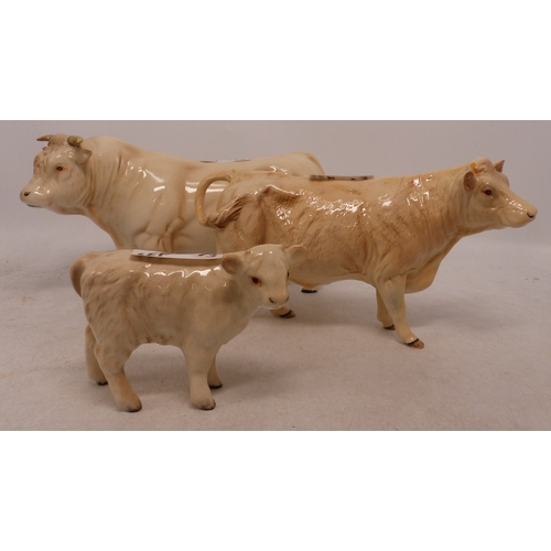 349 - Beswick Charolais Cattle Family to include Bull, Cow and Calf (3)