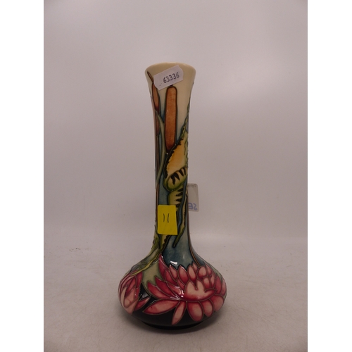 402 - Moorcroft Leap of Faith pattern tall necked vase. Height: 20cm