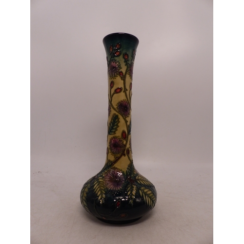 405 - Moorcroft Fiji Design Tall Necked Vase. Height: 20cm