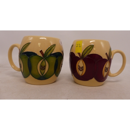 411 - Moorcroft Apples Design Mugs in Red and Green (2)